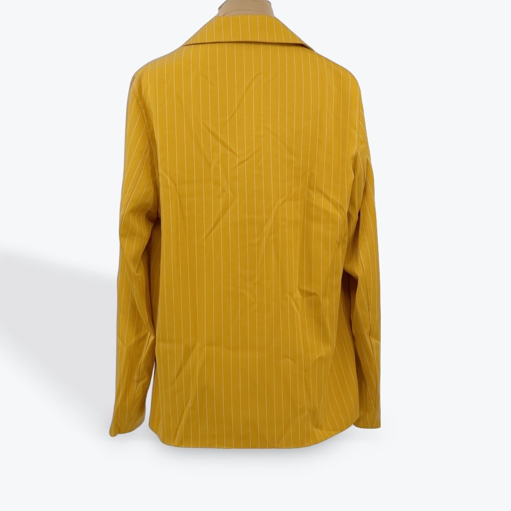 SHEIN Mustard Yellow Pinstripe Blazer‎ Jacket Women's Size M - Picture 9 of 12